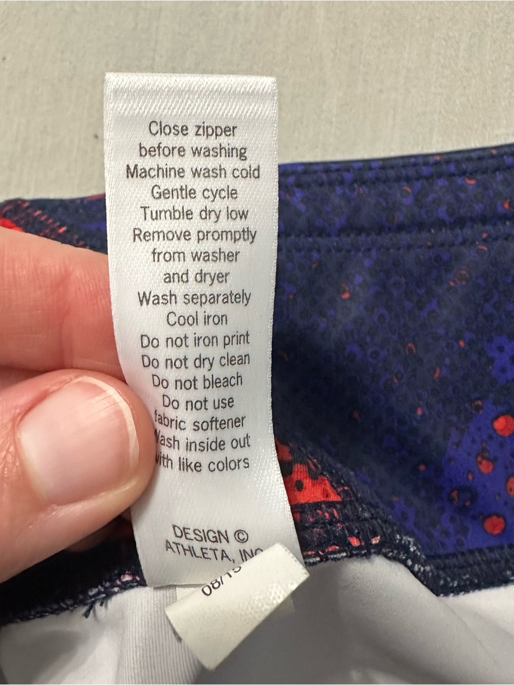 Athleta Cropped Leggings Womens M Medium Blue Orange Abstract Back Zip Pocket - Picture 6 of 12